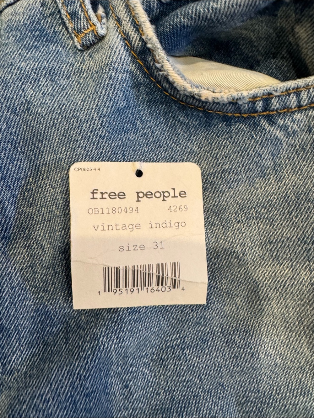 Free People High-Rise Vintage Indigo Jeans - Light Blue Wash